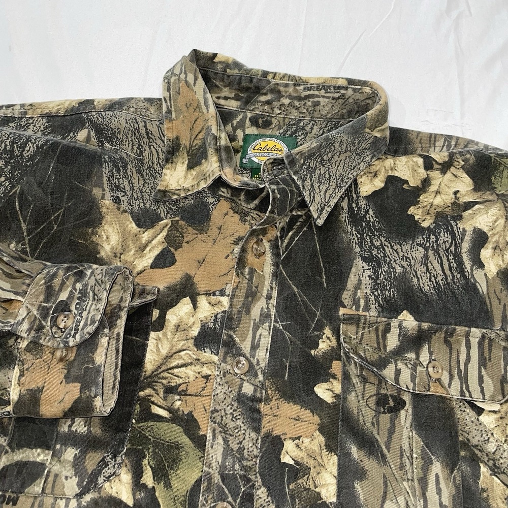 Cabelas Mossy Oak Breakup L/S‎ Button Up Shirt Men's XL Camo Hunting